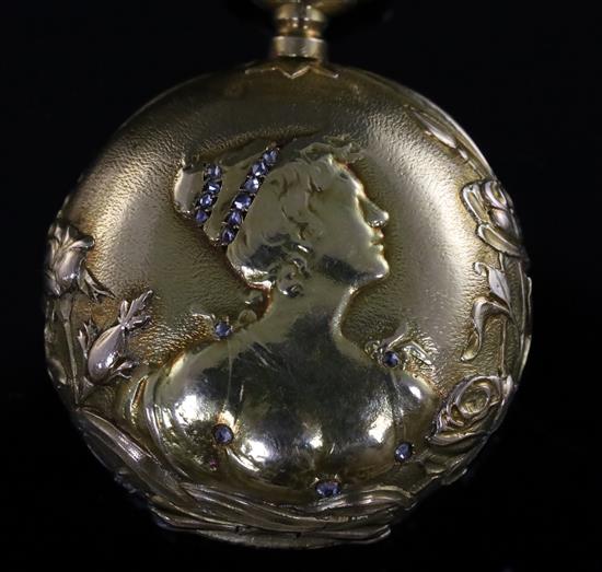 A ladys early 20th century 18ct gold and rose cut diamond set fob watch, retailed by Le Roy et Fils,